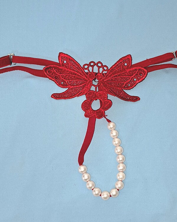 Tanga rojo mariposas